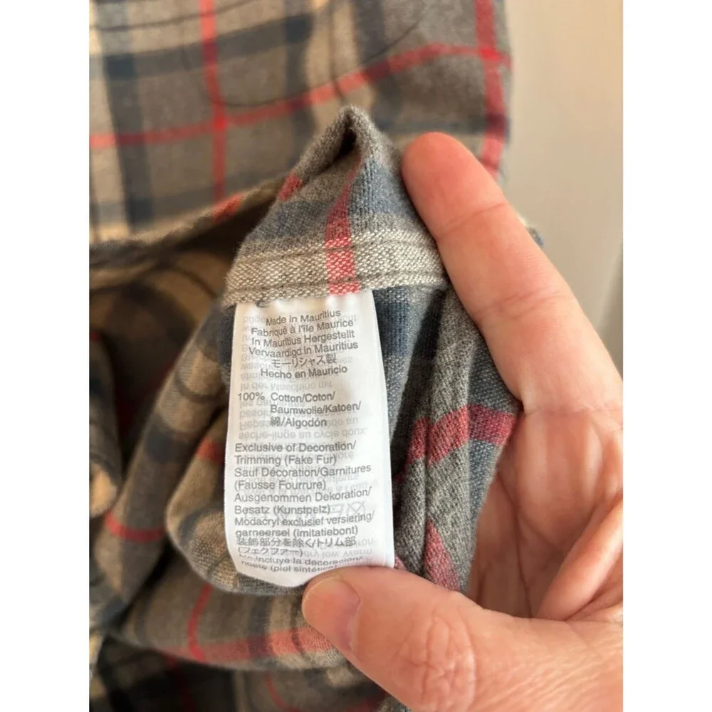 J. crew Men's gray plaid flannel Button-Up Shirt with Elbow Patches size Medium